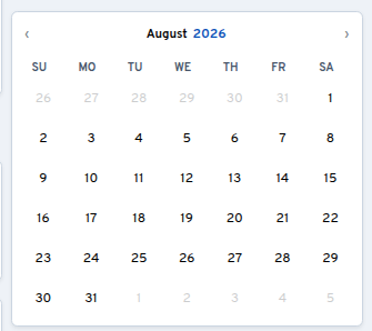 Date picker calendar popover